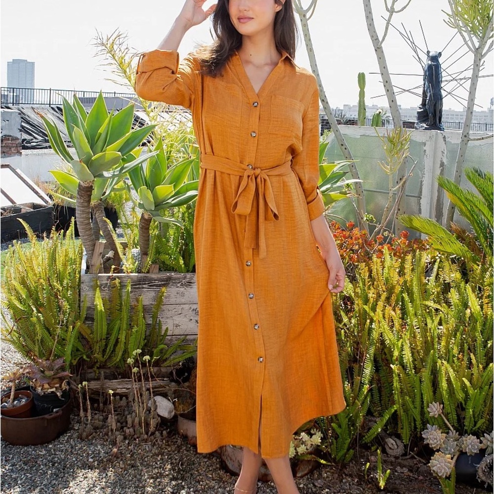 Molly Mustard Midi Dress